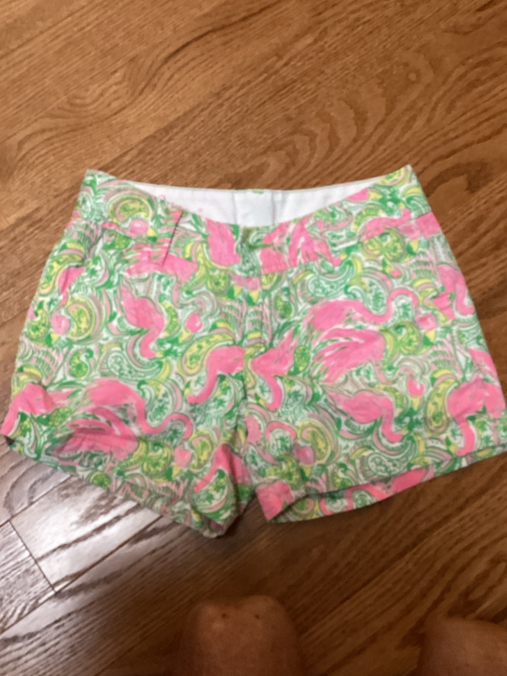Lilly Pulitzer Pink & Green Paisley Flamingo Shorts